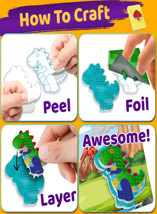 stargo Foil Creative Art Kit for Kids, Fun Craft Set with Triple-Layer 3D Stickers & Foil Sheets - Creative Arts & Crafts for Birthday Party, Girls, Boys DIY Activity, Travel Toys, Gifts for Ages 4 5 6 7 8 9 - Image 4